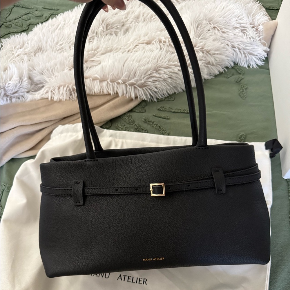 Manu Atelier Black Leather Shoulder Bag